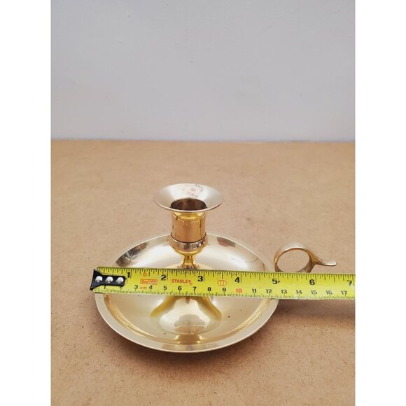 Vintage Brass Candle Holder - Brass Candlestick Holder - Brass Chamberstick - - Picture 8 of 10